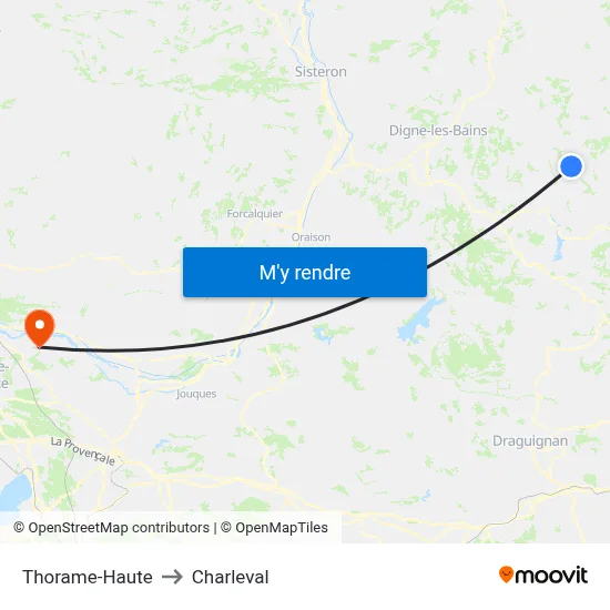 Thorame-Haute to Charleval map