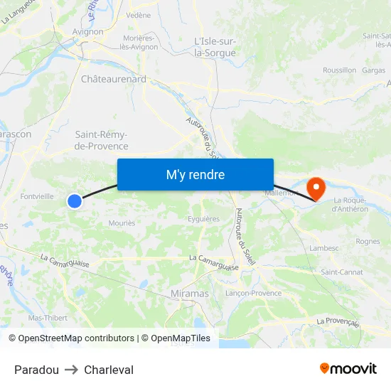 Paradou to Charleval map