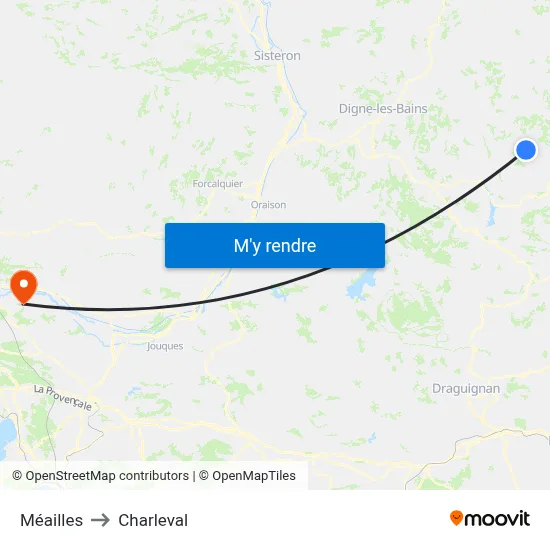 Méailles to Charleval map