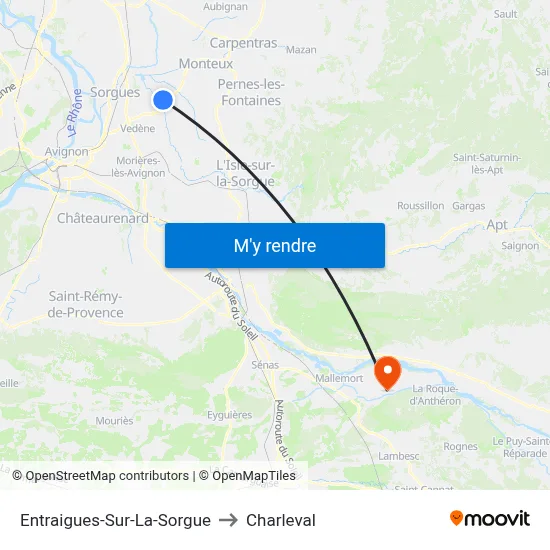 Entraigues-Sur-La-Sorgue to Charleval map