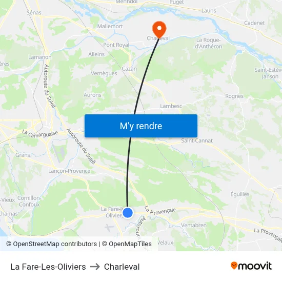 La Fare-Les-Oliviers to Charleval map