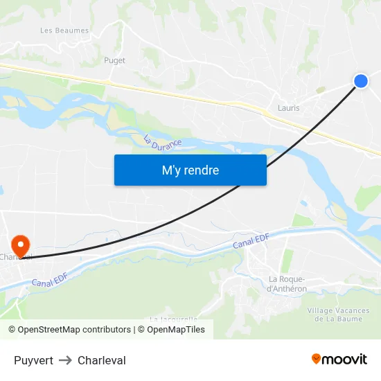 Puyvert to Charleval map