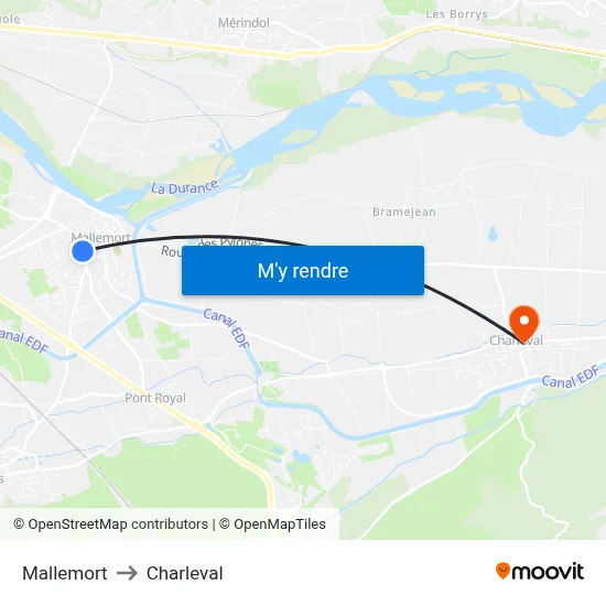 Mallemort to Charleval map