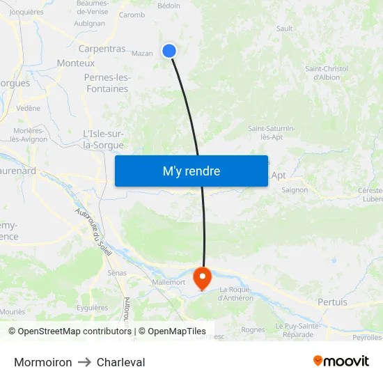 Mormoiron to Charleval map