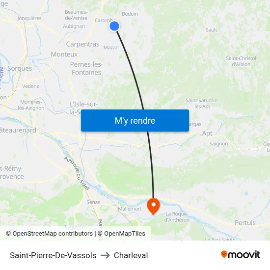Saint-Pierre-De-Vassols to Charleval map