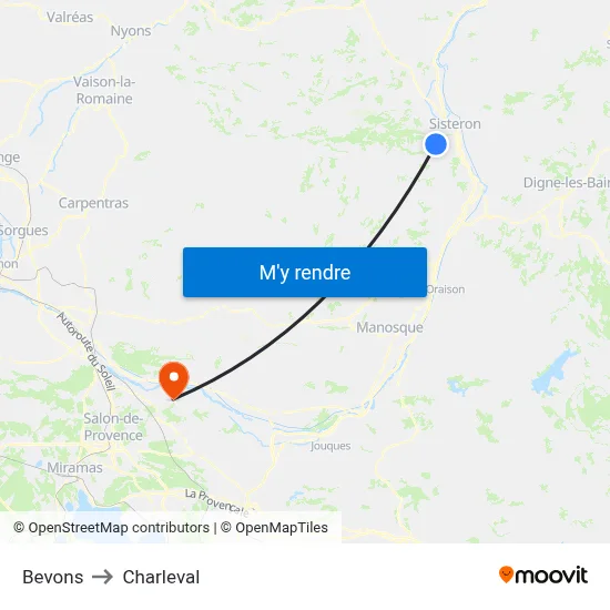 Bevons to Charleval map