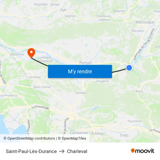 Saint-Paul-Lès-Durance to Charleval map