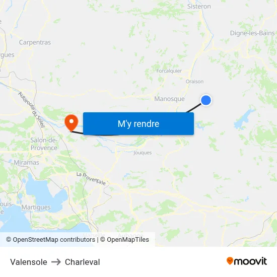 Valensole to Charleval map