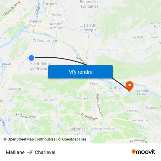 Maillane to Charleval map