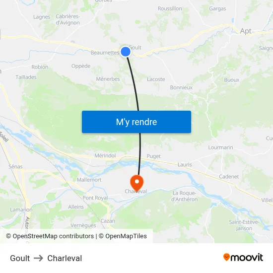 Goult to Charleval map