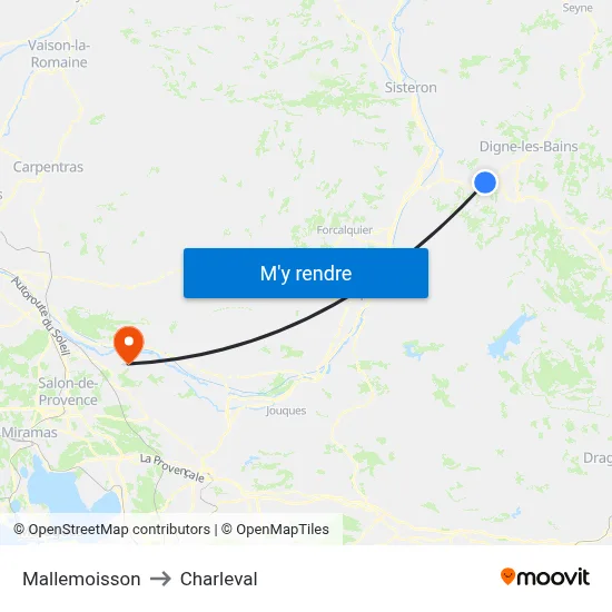 Mallemoisson to Charleval map