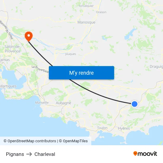 Pignans to Charleval map
