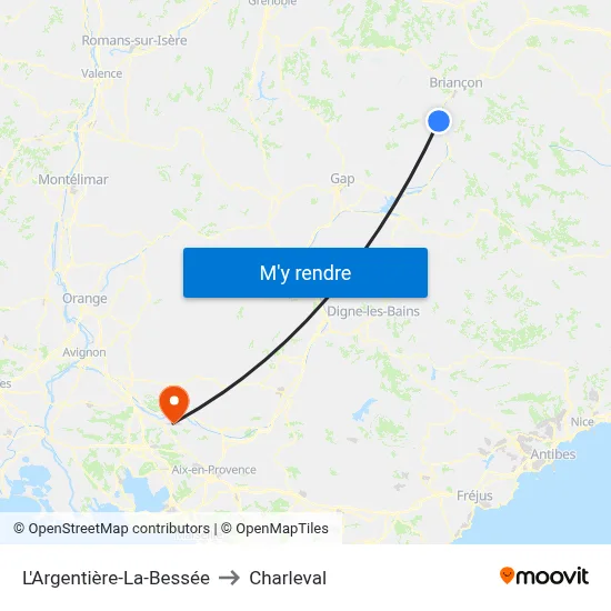 L'Argentière-La-Bessée to Charleval map