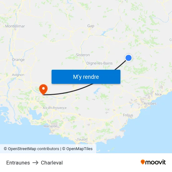 Entraunes to Charleval map