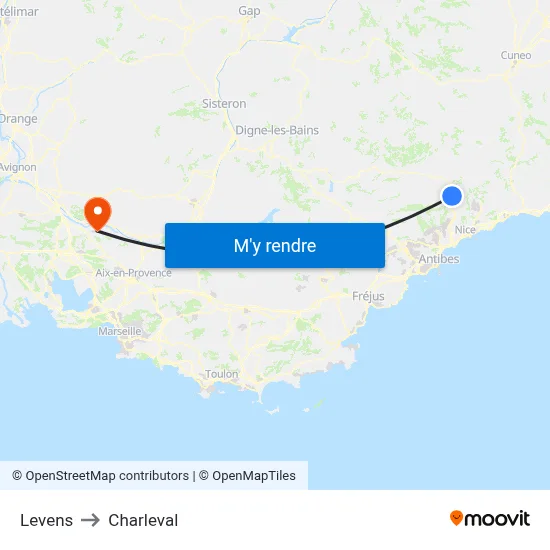 Levens to Charleval map