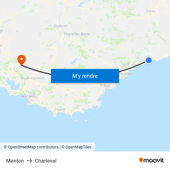 Menton to Charleval map