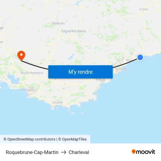 Roquebrune-Cap-Martin to Charleval map