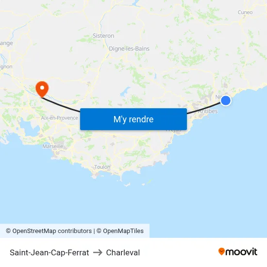 Saint-Jean-Cap-Ferrat to Charleval map