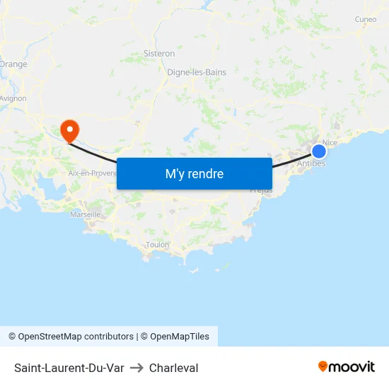 Saint-Laurent-Du-Var to Charleval map