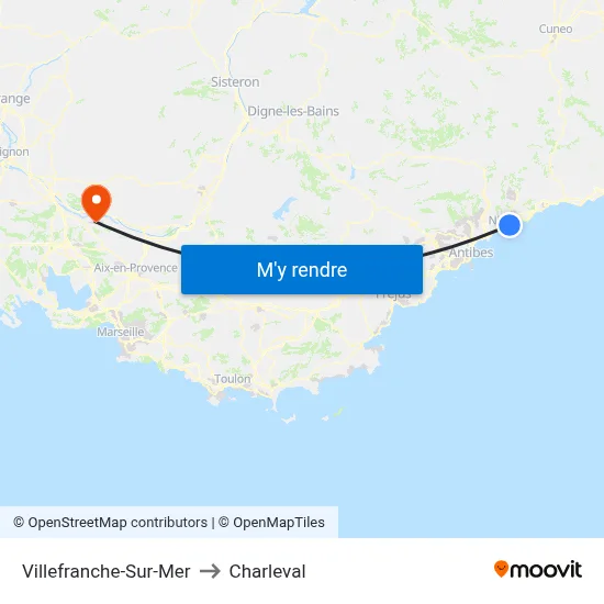 Villefranche-Sur-Mer to Charleval map