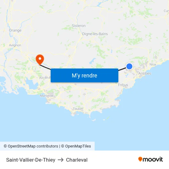Saint-Vallier-De-Thiey to Charleval map
