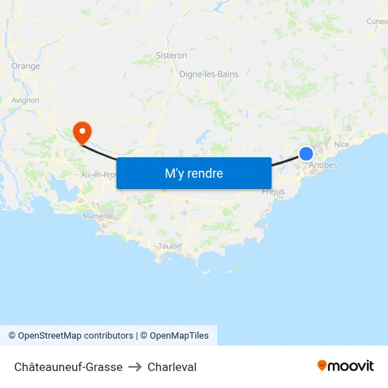 Châteauneuf-Grasse to Charleval map