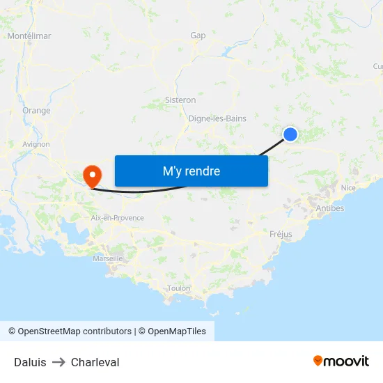 Daluis to Charleval map