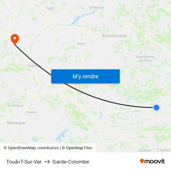 Touã«T-Sur-Var to Garde-Colombe map