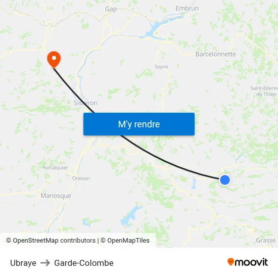 Ubraye to Garde-Colombe map