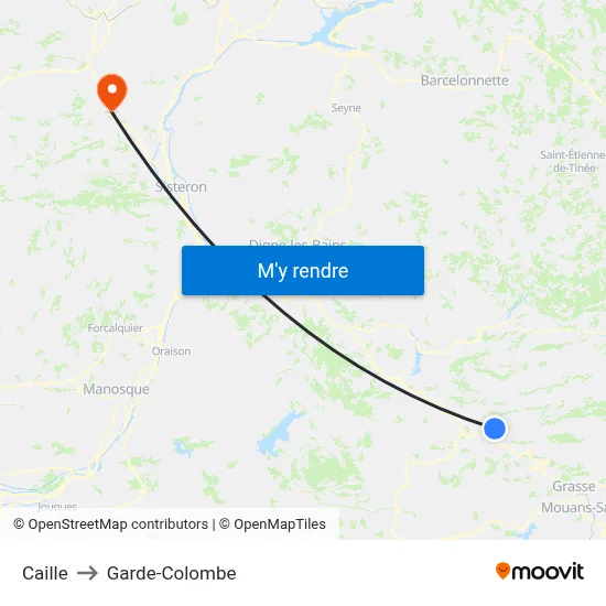 Caille to Garde-Colombe map