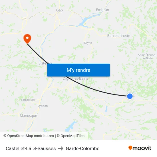 Castellet-Lã¨S-Sausses to Garde-Colombe map