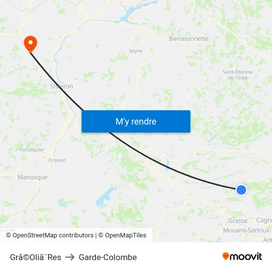 Grã©Oliã¨Res to Garde-Colombe map