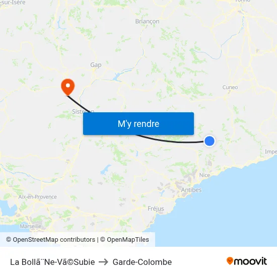La Bollã¨Ne-Vã©Subie to Garde-Colombe map