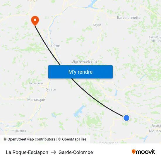 La Roque-Esclapon to Garde-Colombe map