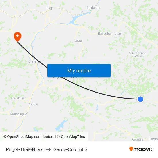 Puget-Thã©Niers to Garde-Colombe map