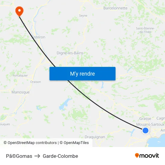 Pã©Gomas to Garde-Colombe map