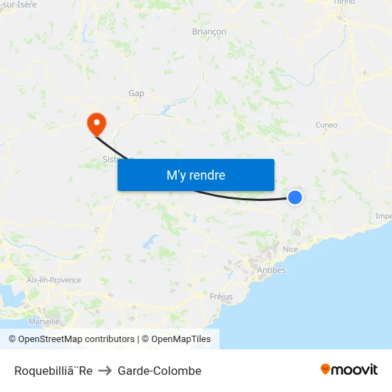 Roquebilliã¨Re to Garde-Colombe map