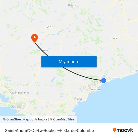 Saint-Andrã©-De-La-Roche to Garde-Colombe map