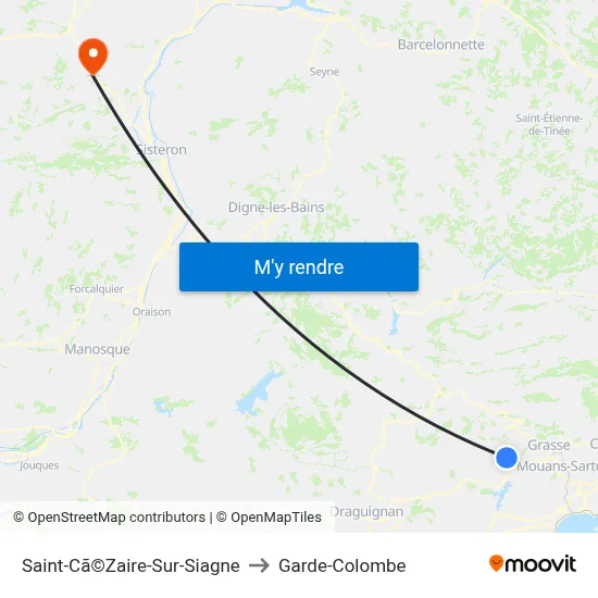 Saint-Cã©Zaire-Sur-Siagne to Garde-Colombe map