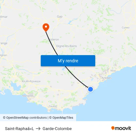 Saint-Raphaã«L to Garde-Colombe map