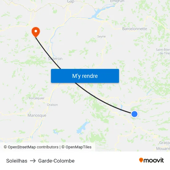 Soleilhas to Garde-Colombe map