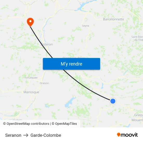 Seranon to Garde-Colombe map