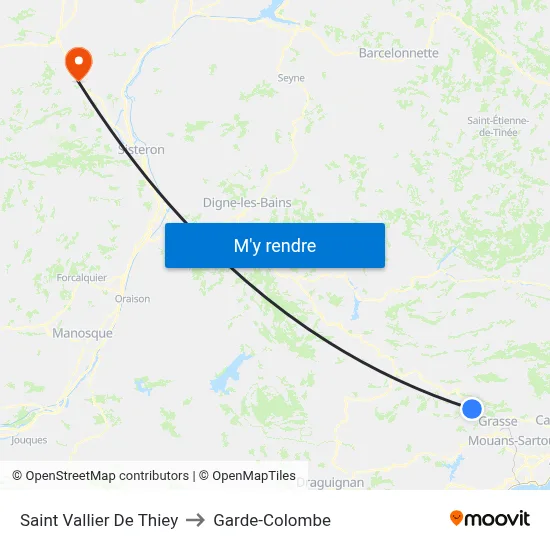 Saint Vallier De Thiey to Garde-Colombe map