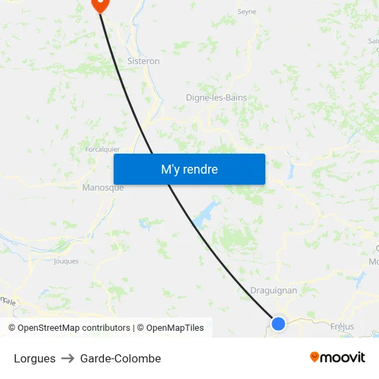 Lorgues to Garde-Colombe map