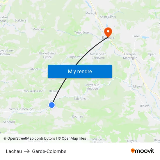 Lachau to Garde-Colombe map