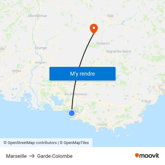 Marseille to Garde-Colombe map