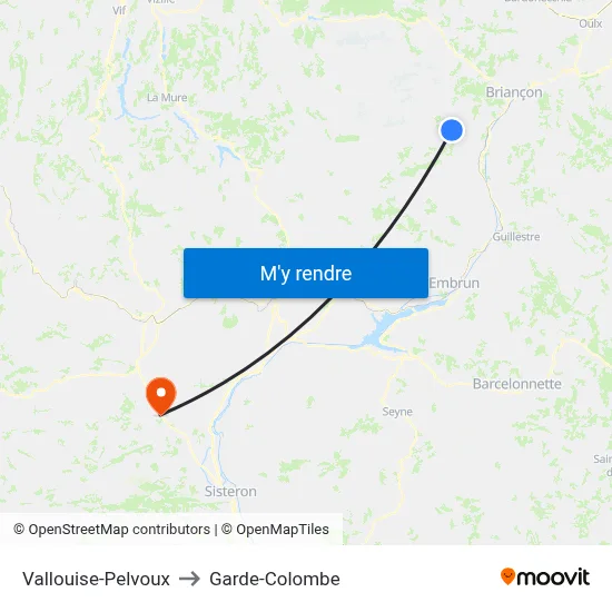 Vallouise-Pelvoux to Garde-Colombe map