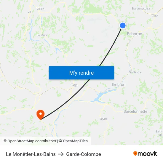 Le Monêtier-Les-Bains to Garde-Colombe map