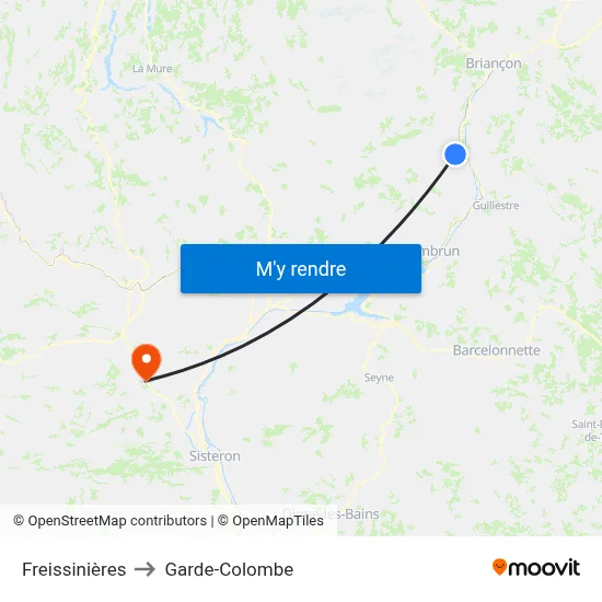 Freissinières to Garde-Colombe map