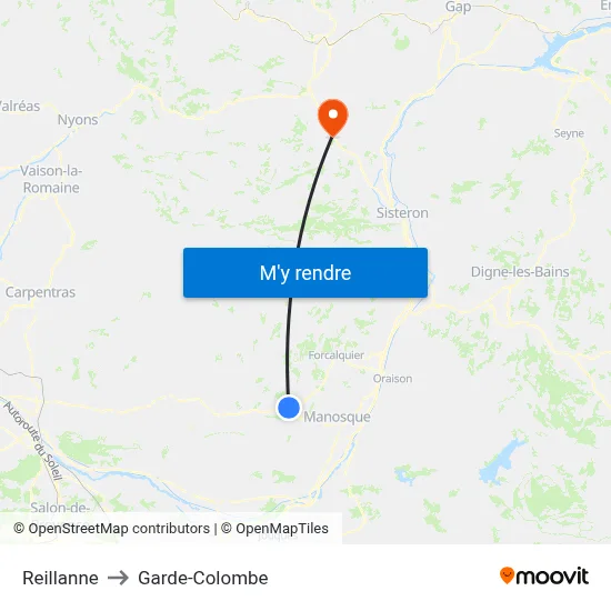 Reillanne to Garde-Colombe map